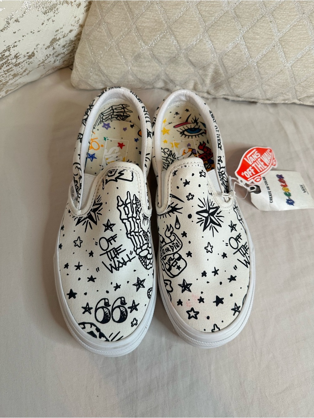 Vans Classic Slip-On White Graphic Skate Shoes